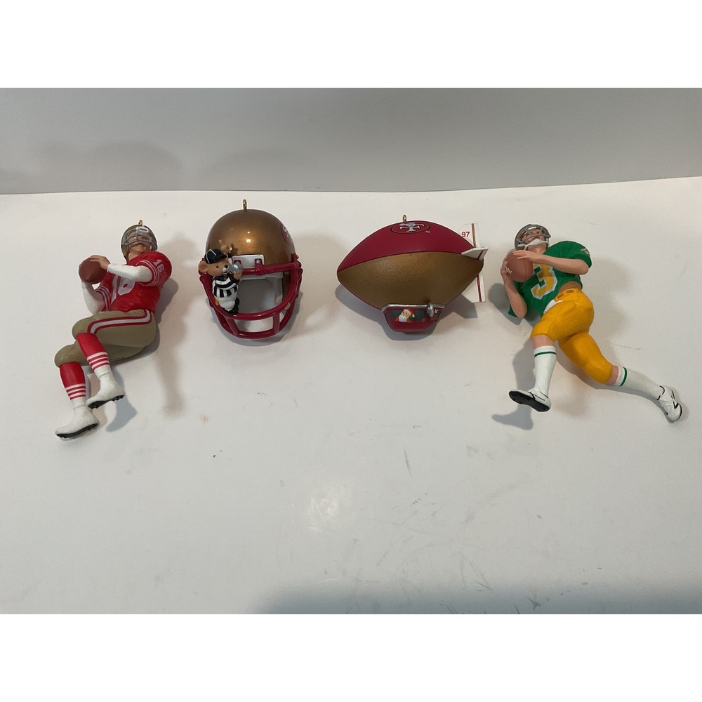 Hallmark 1995/7/8 NFL Football Player Ornaments Joe Montana Jerry Rice Set 49ers
